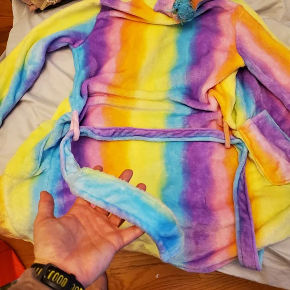 Rainbow Unicorn Plush bathrobe women's Small y2k festival - Picture 9 of 11